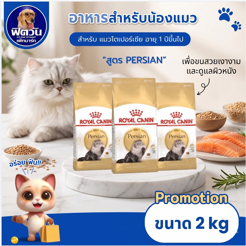 ROYAL CANIN-Persian (ADULT) อาหารแมวโต1ปีขึ้นไป-พันธุ์เปอร์เซีย บํารุงผิวหนังและขน ขนาด 2 kg.{อาหารแมวเม็ด