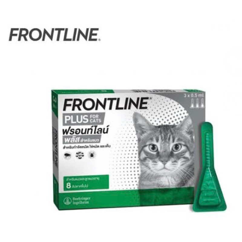 Frontline Plus CAT ยาหยดกําจัด หมัด ไข่ ตัวอ่อนและเห็บ 1 กล่อง บรรจุ 3หลอด