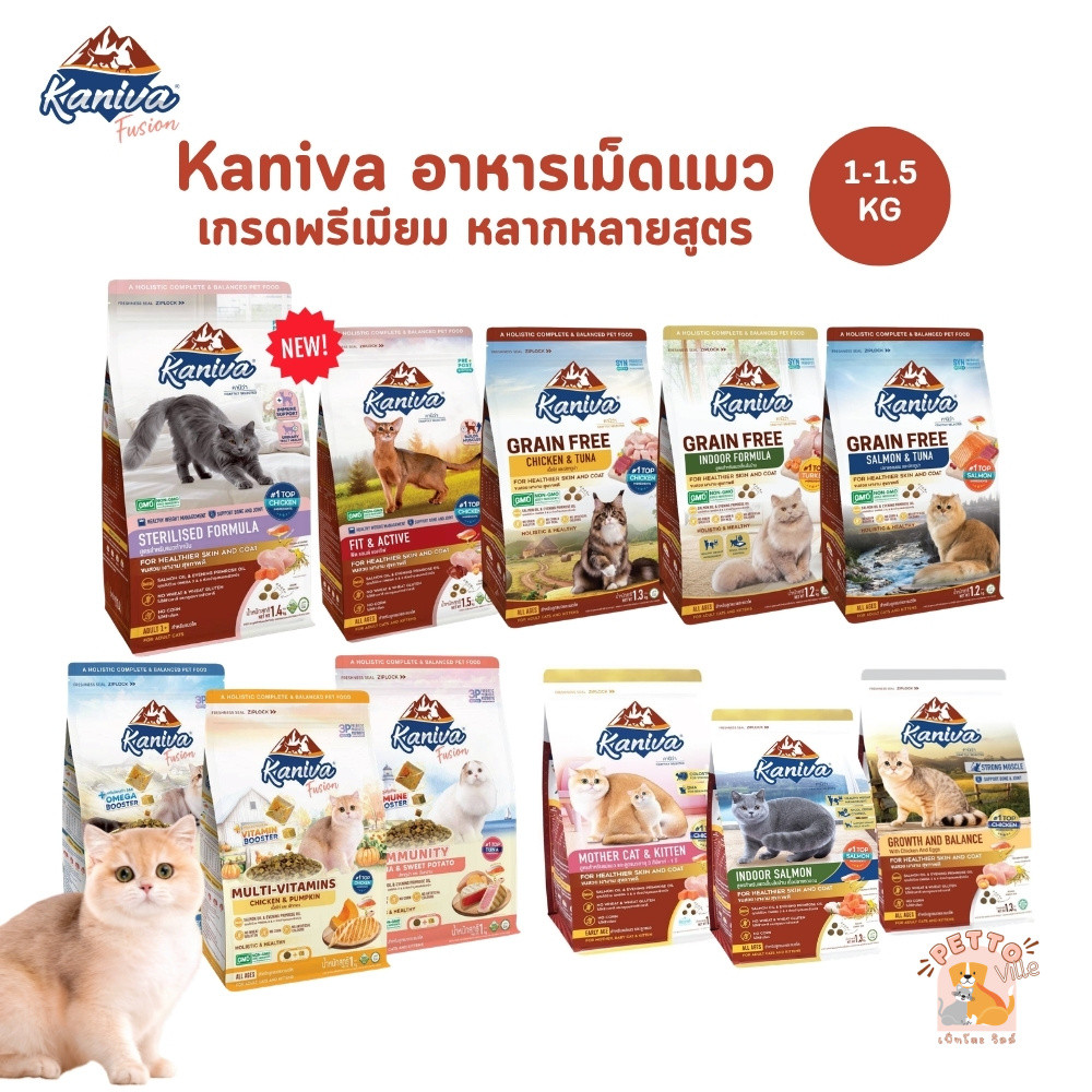 Kaniva อาหารแมวคานิว่า อาหารเม็ดเกรดพรีเมี่ยม สําหรับแมวทุกช่วงวัย ขนาด 1-1.5 kg