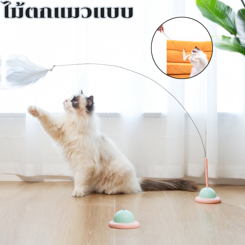 ไม้ตกแมว ไม้ล่อแมว สีรุ้งปลายขน