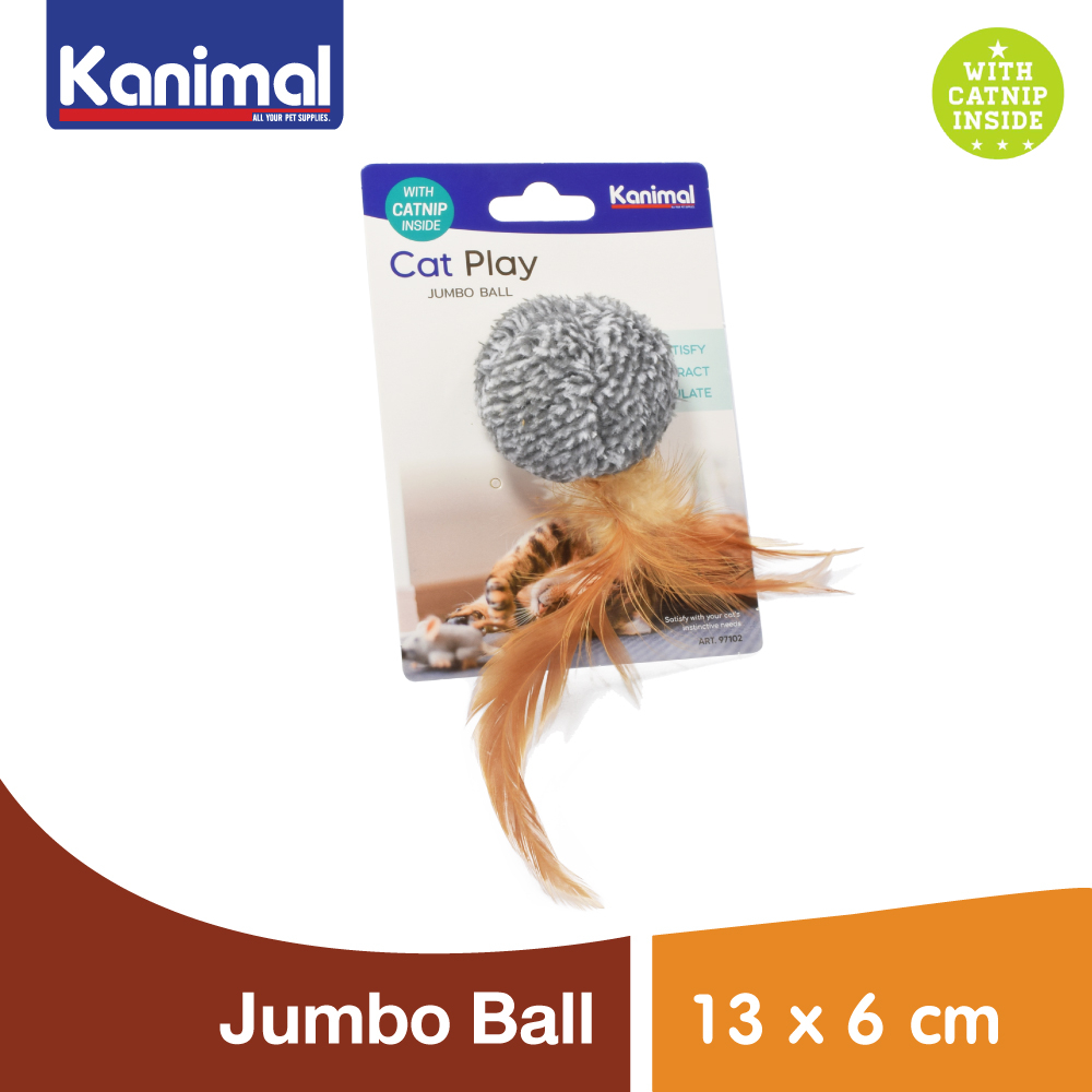 97102] Kanimal Cat Toy ของเล่นแมว Jumbo Ball ลูกบอลจัมโบ้พันขน เล่นสนุก สําหรับแมวทุกสายพันธุ์ ขนาด 13x6 ซม