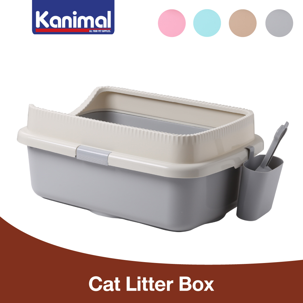 50005] Kanimal Cat Toilet กระบะทรายแมว ห้องน้ําแมว รุ่นมีขอบ สําหรับแมวทุกสายพันธุ์ 58x40x24 ซม. แถมฟรี! ที่ตักทราย