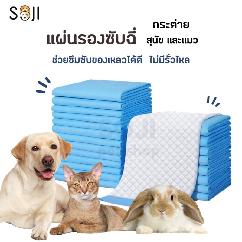 แผ่นรองฉี่สําหรับสัตว์เลี้ยง กระต่าย สุนัข แมว ซึบซับน้ําดี มี S M L XL