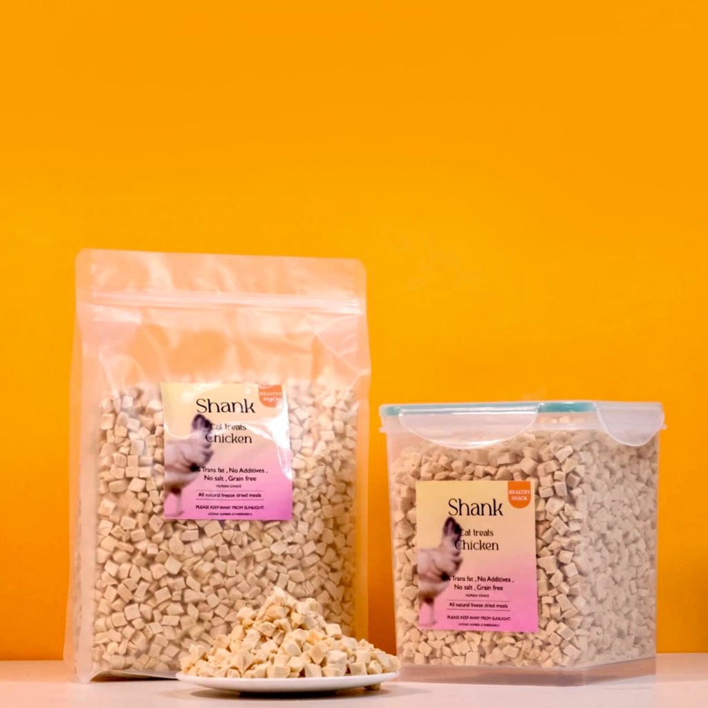 อกไก่เต๋าจิ๋ว ฟรีซดราย ขนมแมว สุนัข กระปุกใหญ่ 500g (Natural Pet Food Freeze Dried100%)🐶🐱ม