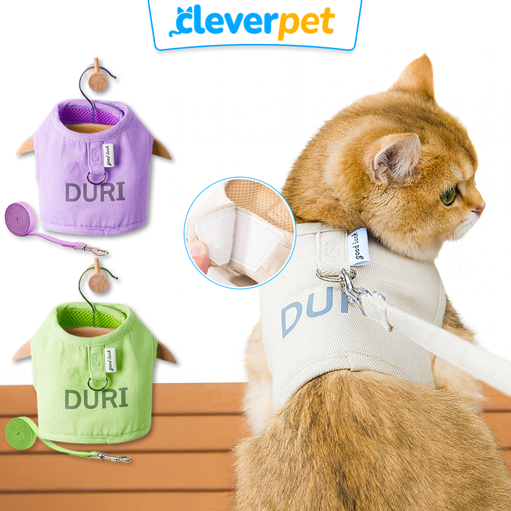 Duri เสื้อสายรัดอกแมว พร้อมสายจูง สายรัดอกสุนัข ระบายความร้อน Pet Harness CleverPet