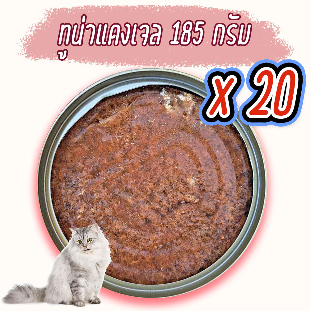 แพค x20) ทูน่าแดง เจล เยลลี่ 185 กรัม อาหารแมว กระป๋องเปลือย เปียก จากโรงงาน ราคาถูก OASIS Cat Food