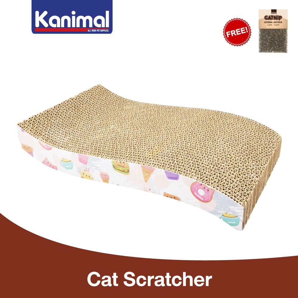 CS-1008] Kanimal Cat Toy ของเล่นแมว ที่ลับเล็บแมว คลื่นกระดานบาง Size S ขนาด 38x21x2.3 ซม. ฟรี! Catnip กัญชาแมว