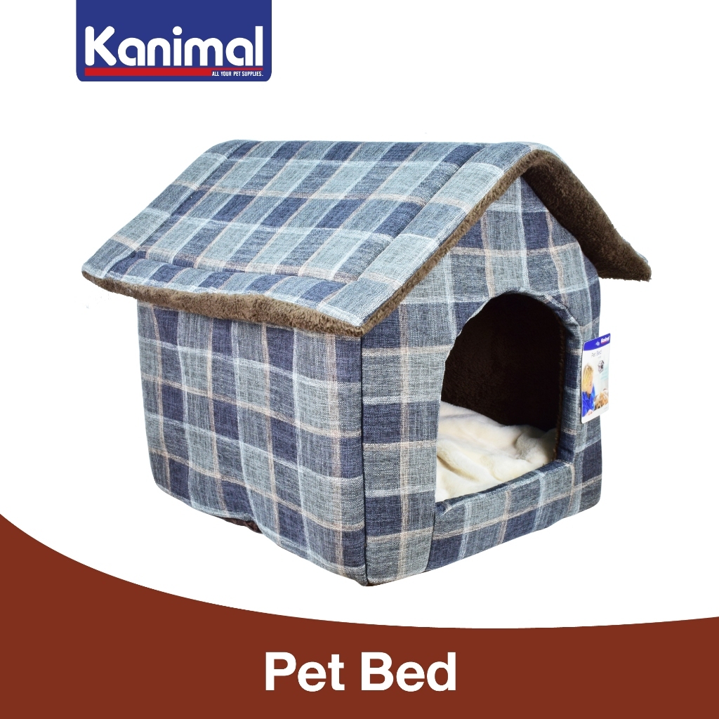 410313] Kanimal Home ที่นอนสุนัข ที่นอนแมว รุ่นบ้าน นุ่มสบาย แยกเบาะได้ ที่นอนบ้านพับได้ Size L 58x48x54 ซม