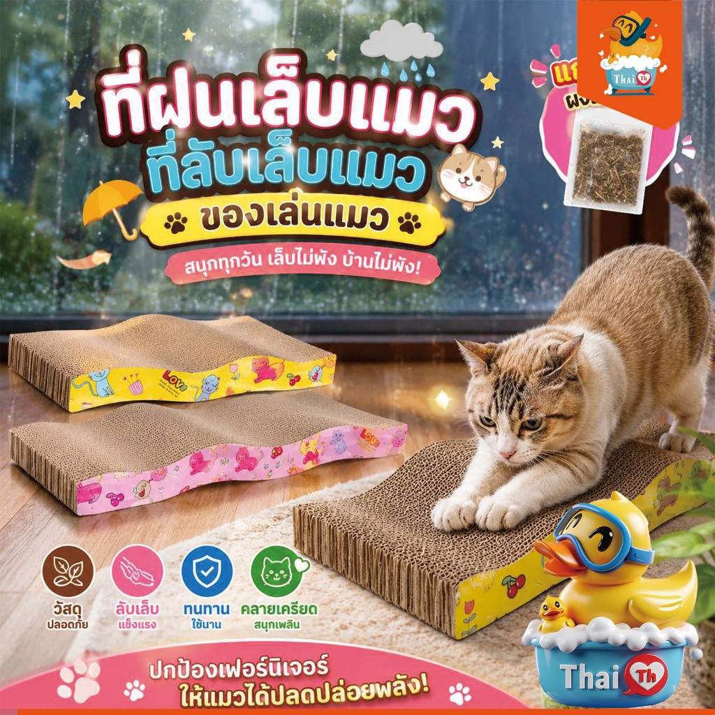 ที่ฝนเล็บแมว กระดาษลูกฟูก แบบ ที่ลับเล็บแมว โซฟา 2 ด้าน ราคาถูก Mat JJ