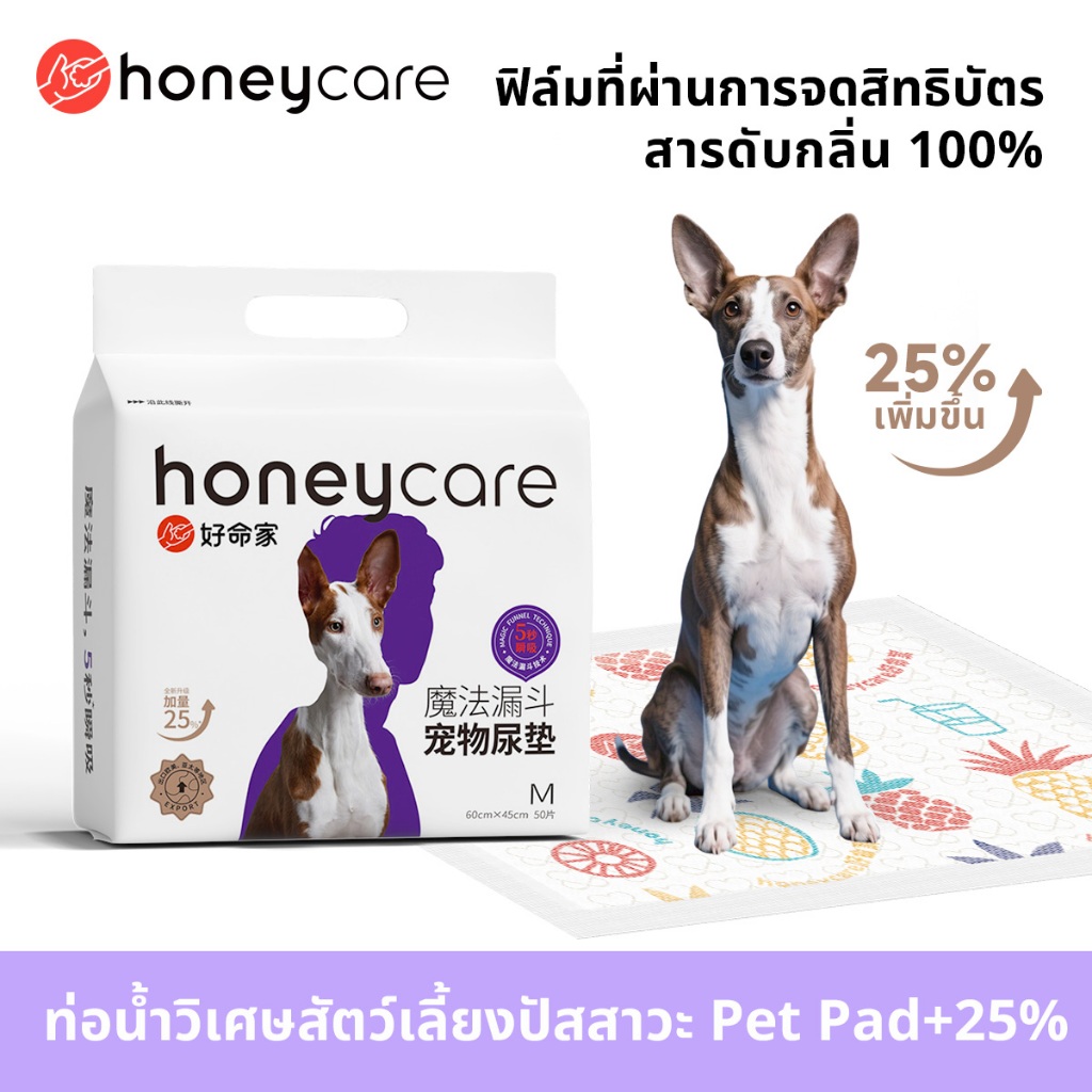 Honeycare แผ่นรองฉี่สัตวเลี้ยง ซึมซับดีเยี่ยม แผ่นฝึกขับถ่าย แผ่นรองฉี่ สุนัข แมว Pee Pad Pet Training