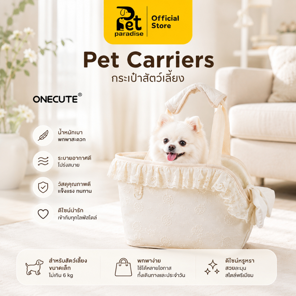 PetParadise.th] x ONECUTE กระเป๋าใส่สัตว์เลี้ยง สะพายหมาแมว สไตล์มินิมอล