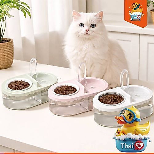 น้ําพุสัตว์เลี้ยง 2 in 1 พร้อม ชามอาหารเดี่ยว ที่ให้น้ําอัตโนมัติ KPL008