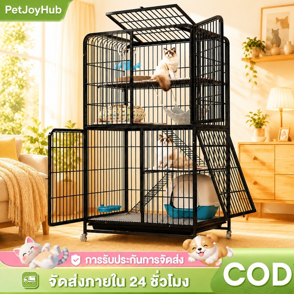 กรงแมว คอนโดแมว กรงแมวขนาดใหญ่ บ้านหมา กรงขังแมว Pet Cage สําหรับสัตว์เลี้ยง สุนัข แมว กระต่าย