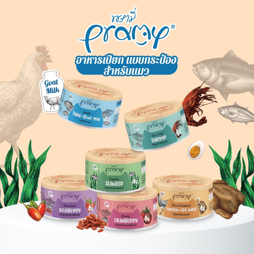 Pramy Canned พรามี่ อาหารกระป๋องสําหรับแมว ขนาด 80g