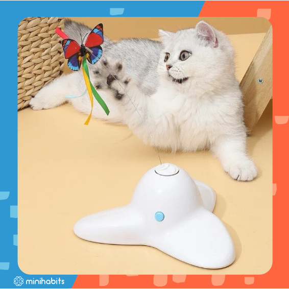 ของเล่นแมวผีเสื้อ Feifei Electric Butterfly Cat Toy ผีเสื้อหมุนอัตโนมัติ ของเล่นสัตว์เลี้ยง