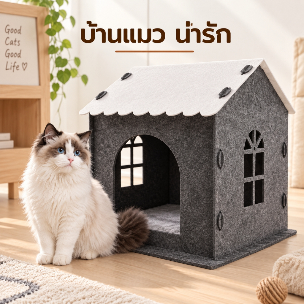 รังแมวสักหลาด บ้านแมวนิ่ม บ้านสุนัข นุ่ม สบาย ที่นอนสัตว์เลี้ยง ที่นอนแมว สุนัข เบาะแมว โดมนิ่ม รังแมว
