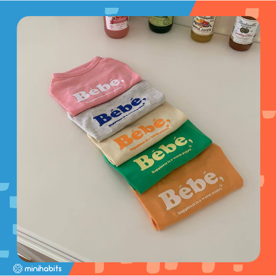 เสื้อยืดสัตว์เลี้ยง สกรีนลาย Bebe Pet T-Shirt เสื้อยืดแขนสั้น เสื้อผ้าแมว ชุดแมว สุนัข