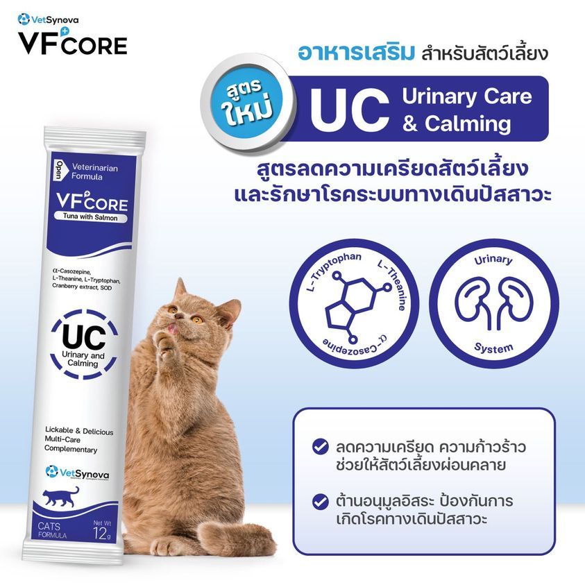 30 ซอง น้ําเงิน ) VFcore ขนมแมวเลีย อาหารเสริมแมว ลดความเครียด บํารุงระบบปัสสาวะ และ นิ่ว ( 30 ซอง น้ําเงิน )