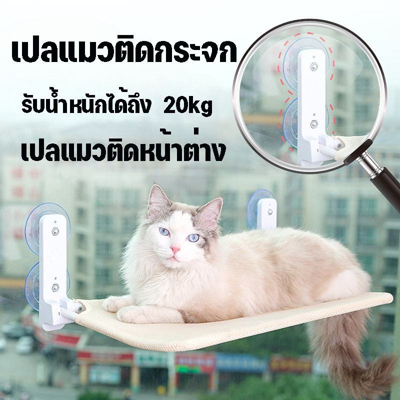 เปลแมวติดกระจก พับเก็บได้ รับน้ําหนักได้ถึง 20 kg ที่นอนแมว เปลแมวติดหน้าต่าง ติดกระจก