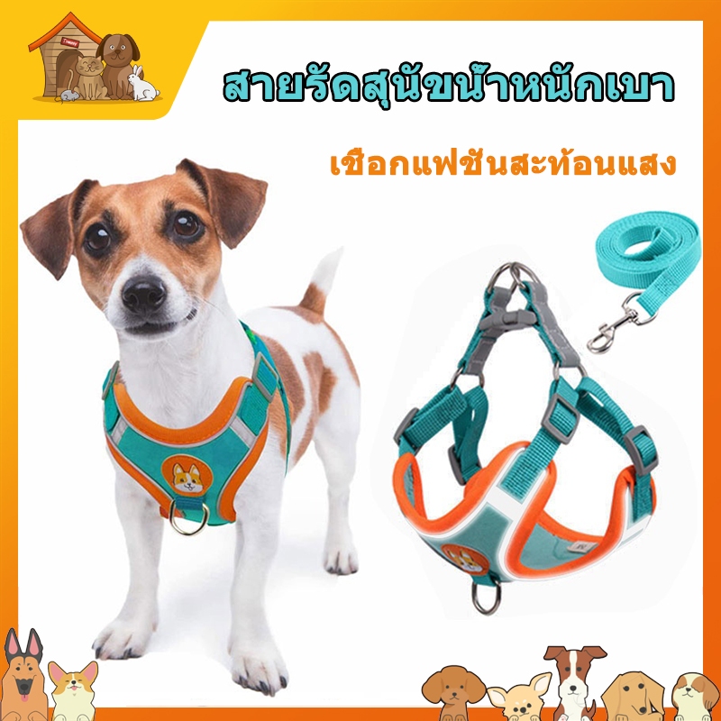 ชุดเชือกจูง สะท้อนแสง ปรับได้ สําหรับสัตว์เลี้ยง สุนัข แมว