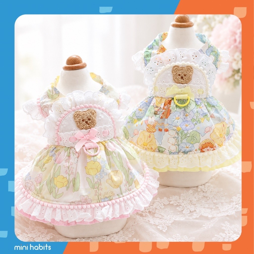 ชุดสัตว์เลี้ยง ลายพิมพ์ดอกไม้ Misaki Pet Dress ชุดกระโปรงแมว หมา สุนัข