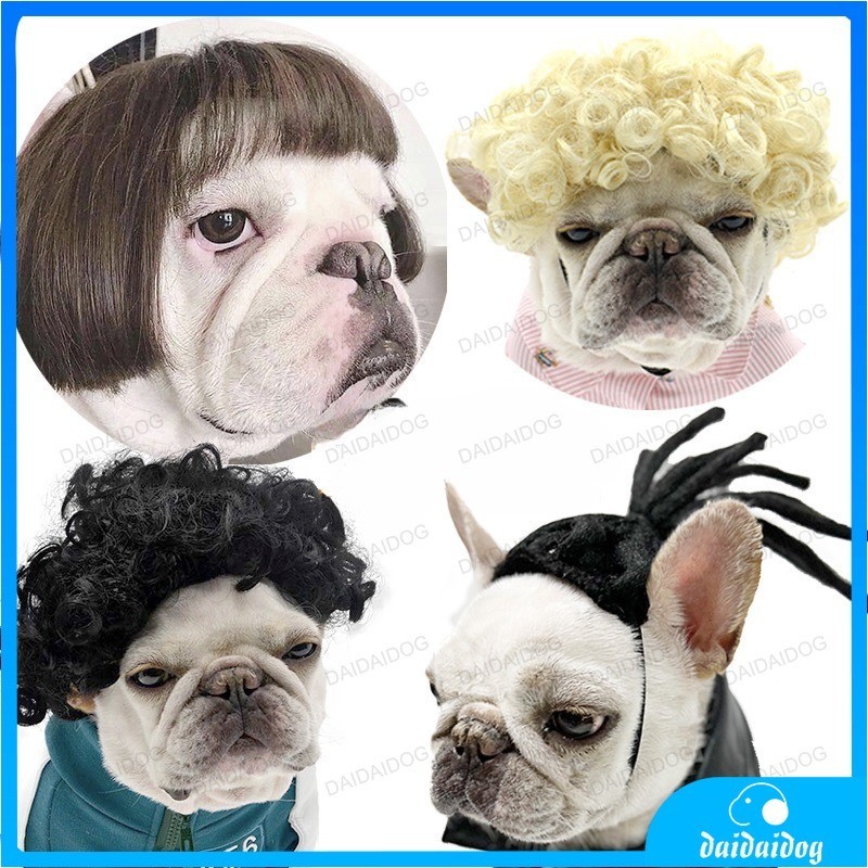 Daidaidog สัตว ์ เลี ้ ยงวิกผมหัวครอบคลุม ( สําหรับสุนัขและแมว ) เครื ่ องประดับสัตว ์ เลี ้ ยงผมหยิกตรงผมตลก Headdresses