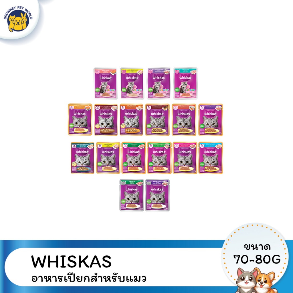 Whiskas อาหารเปียกสําหรับแมว ขนาด 70-80G (28ซอง)