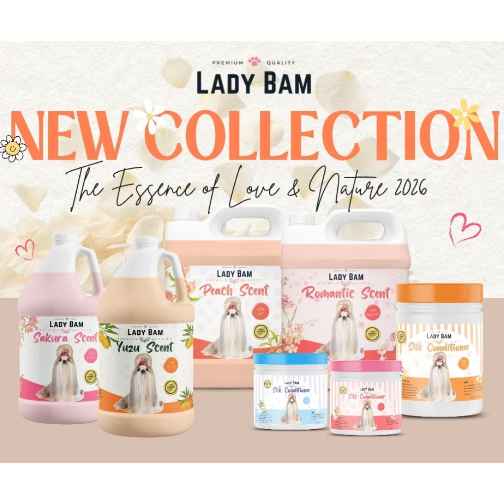 แชมพูสุนัขและแมว Lady Bam เลดี้แบม กําจัดกลิ่นสาปและความมัน(แชมพูที่ร้านอาบน้ํานิยมใช้อันดับ1)