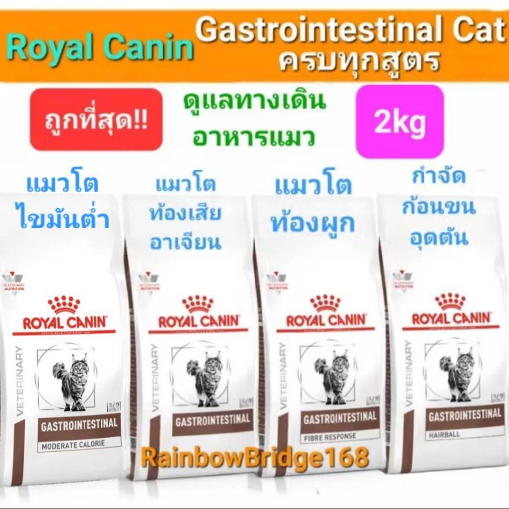 Royal Canin Gastrointestinal Fibre Response Hairball Moderate Calorie 2kg โรยัลคานิน อาหารแมวป่วย ทางเดินอาหาร ครบ4 สูตร