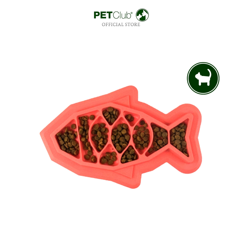 PETClub] Outward Hound Petstages Fishie Fun Feed Mat - ชามอาหารทานช้าสําหรับแมวละสุนัขพันธุ์เล็ก