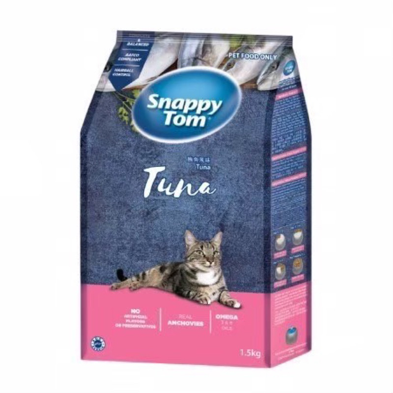 ล๊อตใหม่👍อาหารแมว SNAPPY TOM ขนาด 1.5 กก สินค้าใหม่ หมดอายุปี 2026 มีหลายรสชาติ
