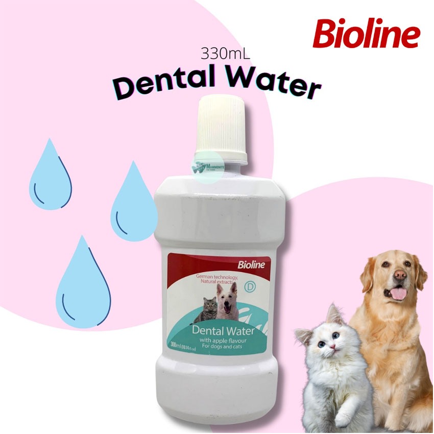 น้ํายาดับกลิ่นปากสุนัขและแมว รสแอปเปิ้ล Bioline Dental Wate 300ml
