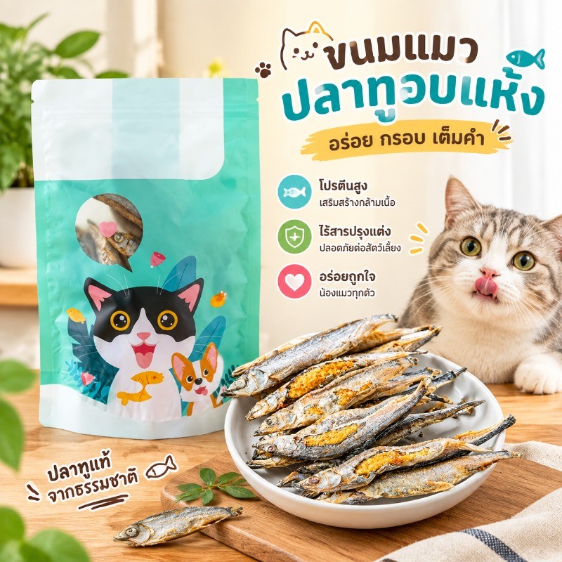 ขนมแมว😻ปลาไข่แมว ปลาไข่ฟรีซดราย อบแห้ง ขนมแมว ปลาไข่เต็มตัวธรรมชาติ100% สุขภาพดี ปลอดภัย สําหรับสัตว์เลี้ยง