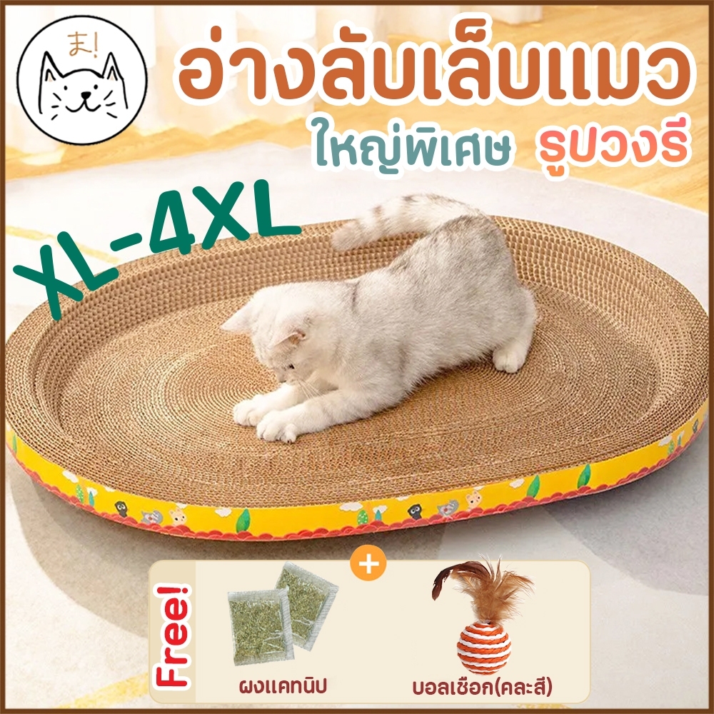 KUMAま อ่างลับเล็บแมว 4XL รูปวงรี ขนาดใหญ่ ของเล่นแมว ที่นอนแมว ที่ลับเล็บแมว ที่ฝนเล็บแมว แผ่นลับเล็บ