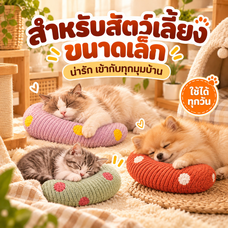 หมอนสัตว์เลี้ยง หมอนแมวนอน หมอนตัวยู ป้องกันกระดูกสันหลังส่วนคอ นุ่มและสบาย หนาขึ้น ป้องกันการกัด