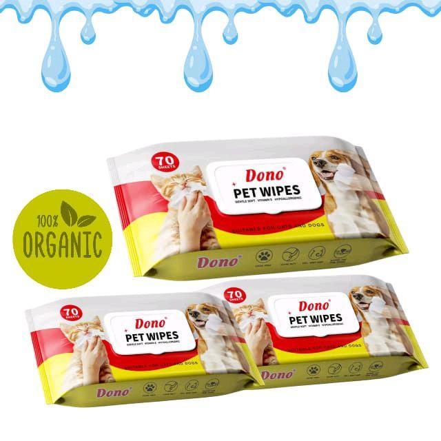 ทิชชูเปียกสุดคุ้ม Dono Pet Wipes ผ้าเปียก สุนัข แมว / ถุงมืออาบน้ํา เช็ดทําความสะอาดได้ทั้งตัว อ่อนโยน ไม่ระคายเคือง