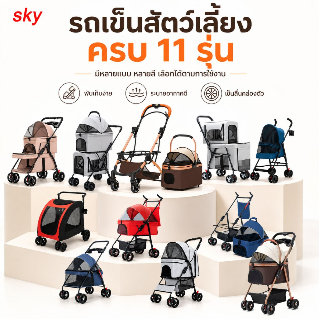 รถเข็นสุนัขพับได้ รถเข็นสัตว์เลี้ยงขนาดใหญ่ เหมาะกับแมวและสุนัข รับน้ําหนักได้สูงสุด 55 kg ขนาดใหญ่