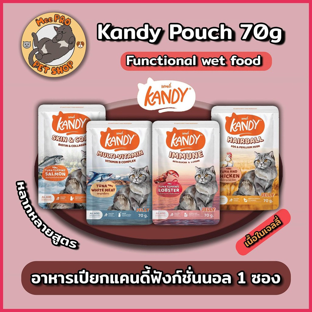 Kandy แคนดี้ อาหารเปียกแมว Functional ผลิตจากปลาเนื้อขาว ขนาด 70 กรัม