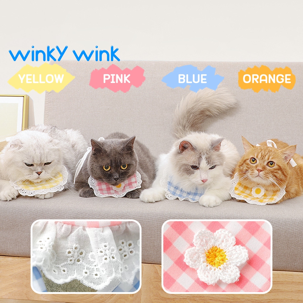 Winky Wink ผ้าพันคอสัตว์เลี้ยง หมา แมว ผ้าเช็ดน้ําลายสัตว์เลี้ยง ปลอกคอ ลายน่ารัก มีหลายแบบให้เลือก