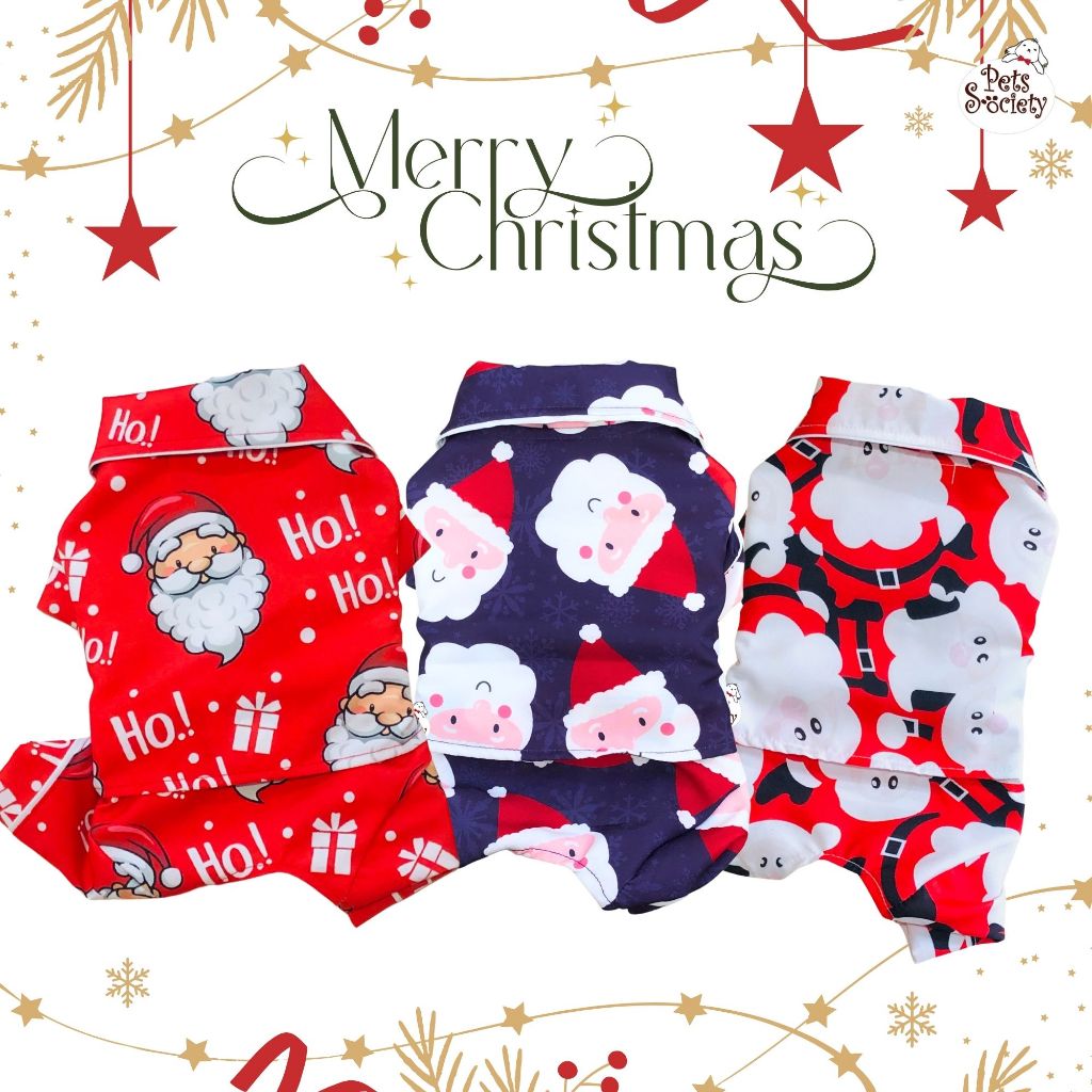เสื้อสุนัข เสื้อแมว Dog Clothes Cat Clothes ชุดนอนซานต้า Santa Pajamas