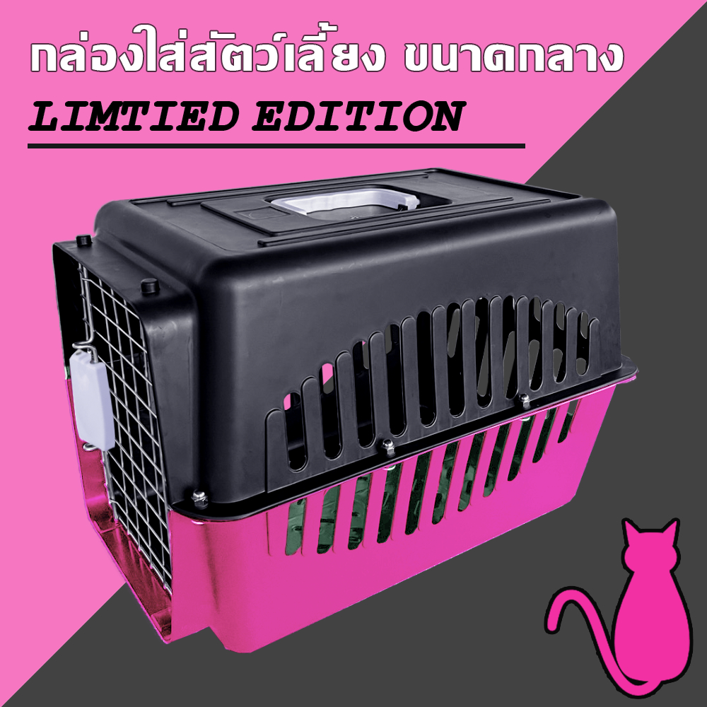 สีพิเศษ กล่องใส่สัตว์เลี้ยง กล่องเดินทางหมาแมว ขนาดกลาง มีแผ่นรองให้ - 0294