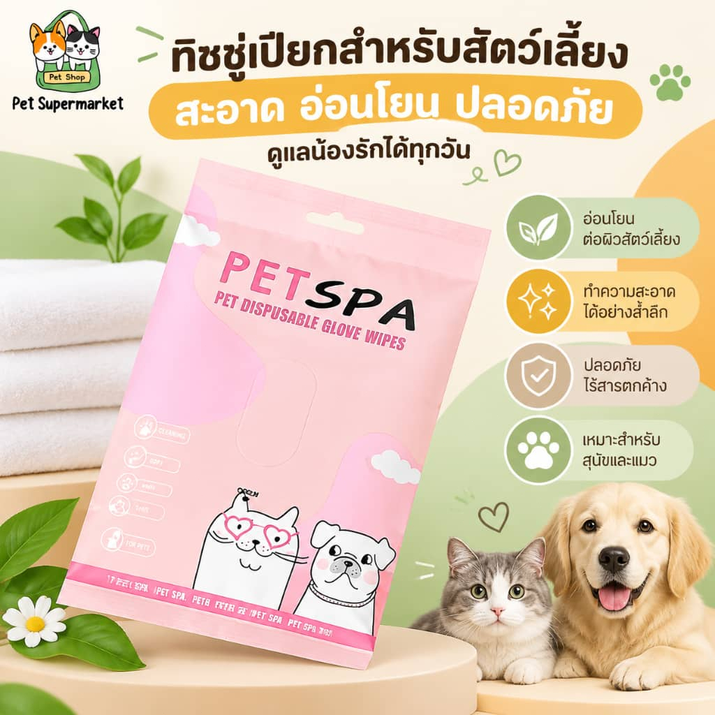 ถุงมือทําความสะอาดสัตว์เลี้ยงลดกลิ่นสาปถุงมือเช็ดตั ใช้งานง่าย ทิชชู่เปียกเช็ดตัว เช็ดแมว ทิชชู่เปียกเช็ด ทิชชู่เปียกหมา