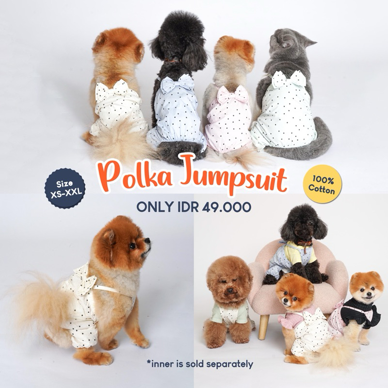 Pawlovin - Polka Jumpsuit เสื้อผ้าสุนัขและแมว