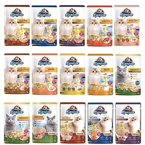 Kaniva อาหารเปียกแมว เปียกแมว คานิว่าเพาซ์ ผสม Vitamins Ball ขนาด 70g.x48ซอง*โปรดอ่านรายละเอียด