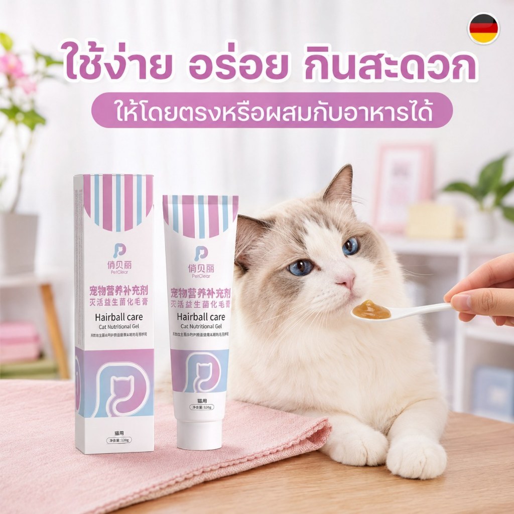 แมวขนยาวก็สบายใจ PetClear Hairball Care Gel 120g ดูแลลําไส้และขน