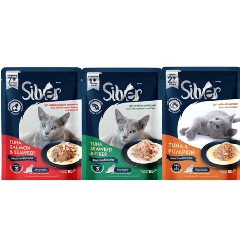 ยกลัง 48ซอง] SILVER Gravy แมวเปียกในเกรวี่ สําหรับแมวทุกช่วงวัย 85 กรัม