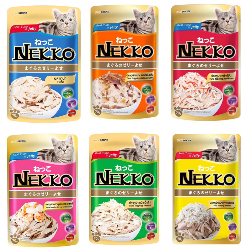 Nekko อาหารแมวเน็กโกะ สูตรเยลลี่ 70g. X 12 ซอง (ยกโหล 12 ซอง)