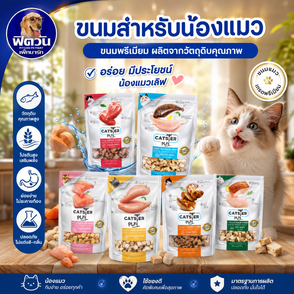 Catster Play White ขนมฟรีซดรายสําหรับแมวทุกช่วงวัย ขนาด 35-40 g