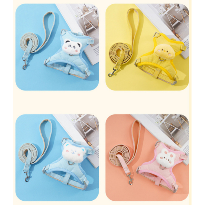 PEKO PET&CAT ชุดสายจูงสําหรับสัตว์เลี้ยง ลายการ์ตูน สายรัดอก สายจูงแมว สายจูงสุนัข