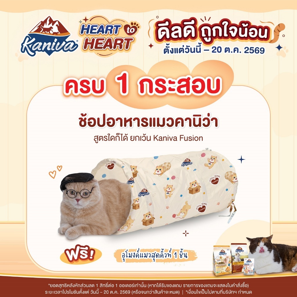 ของแถม ไม่ใช่สินค้าสําหรับจําหน่าย] Kaniva Tunnel Cat Toy อุโมงค์แมวคานิว่า ขนาด 25 x 25 x 51 ซม